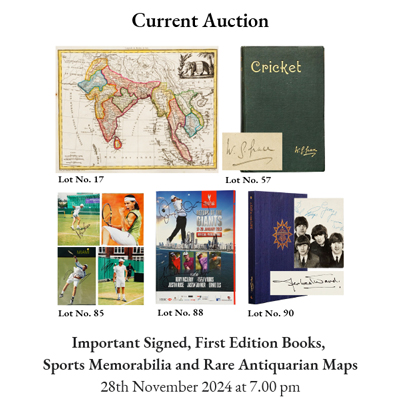 Online Auction of Important Signed, First Edition Books, Sports Memorabilia and Rare Antiquarian Maps