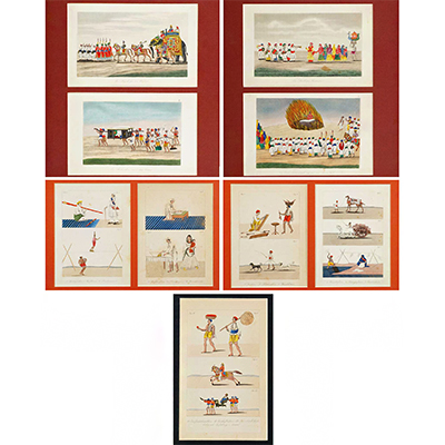 Nine hand-coloured lithographs on Company paintings