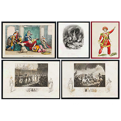 A group of five prints showing life of Tipu Sultan