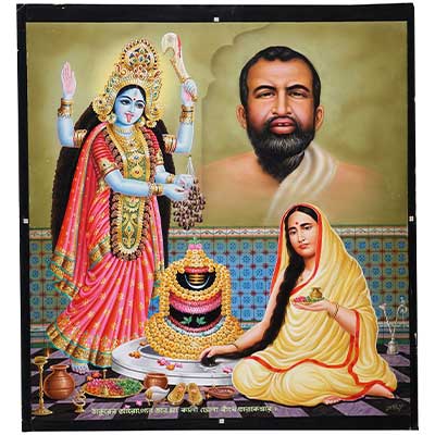 Maa Kali Worshiping Shivlingam with Maa Sharda and RamaKrishna Paramahansa 