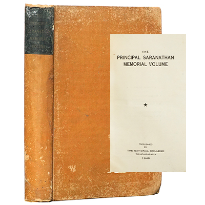 THE PRINCIPAL SARANATHAN MEMORIAL VOLUME