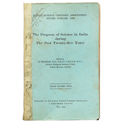 INDIAN SCIENCE CONGRESS ASSOCIATION: SILVER JUBILEE, 1938