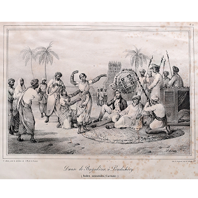 DANCE DE BAGADERS A PONDICHERY (INDES ORIENTALES, CARNATE.)