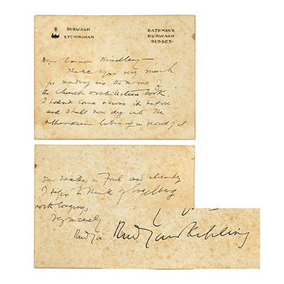 RUDYARD KIPLING SIGNED LETTER