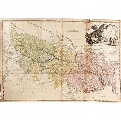 A MAP OF BENGAL, BAHAR, OUDE & ALLAHABAD WITH PART OF AGRA AND DELHI EXHIBITING THE COURSE OF THE GANGES FROM HURDWAR TO THE SEA