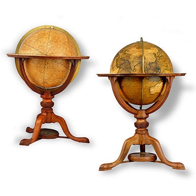 A PAIR OF 18 INCH LIBRARY GLOBES BY J. & W. CARY