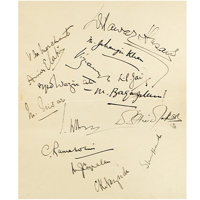 1936 INDIAN CRICKET TEAM IN ENGLAND AUTOGRAPH