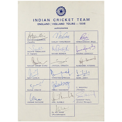 INDIAN CRICKET TEAM (ENGLAND / HOLLAND TOURS - 1996) AUTOGRAPHS