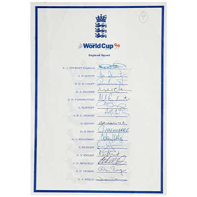 CRICKET WORLD CUP 1999 ENGLAND SQUAD AUTOGRAPHS