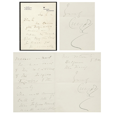 LORD CURZON SIGNED LETTER