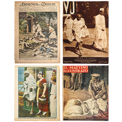 A GROUP OF 4 EUROPEAN MAGAZINES FEATURING MAHATMA GANDHI  