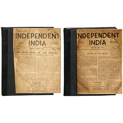 INDEPENDENT INDIA WEEKLY NEWSPAPER COMPLETE RUN FROM JANUARY 6TH 1946 TO DECEMBER 22ND 1946 